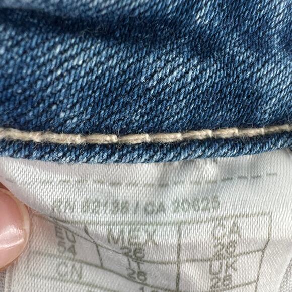 Guess Blue Cut-Off Short Denim Distressed Mid-Rise Raw Hem Classic Zip Fly Sz 26 - Picture 5 of 6